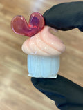 Bambi Glass Cupcake with Heart Pendants